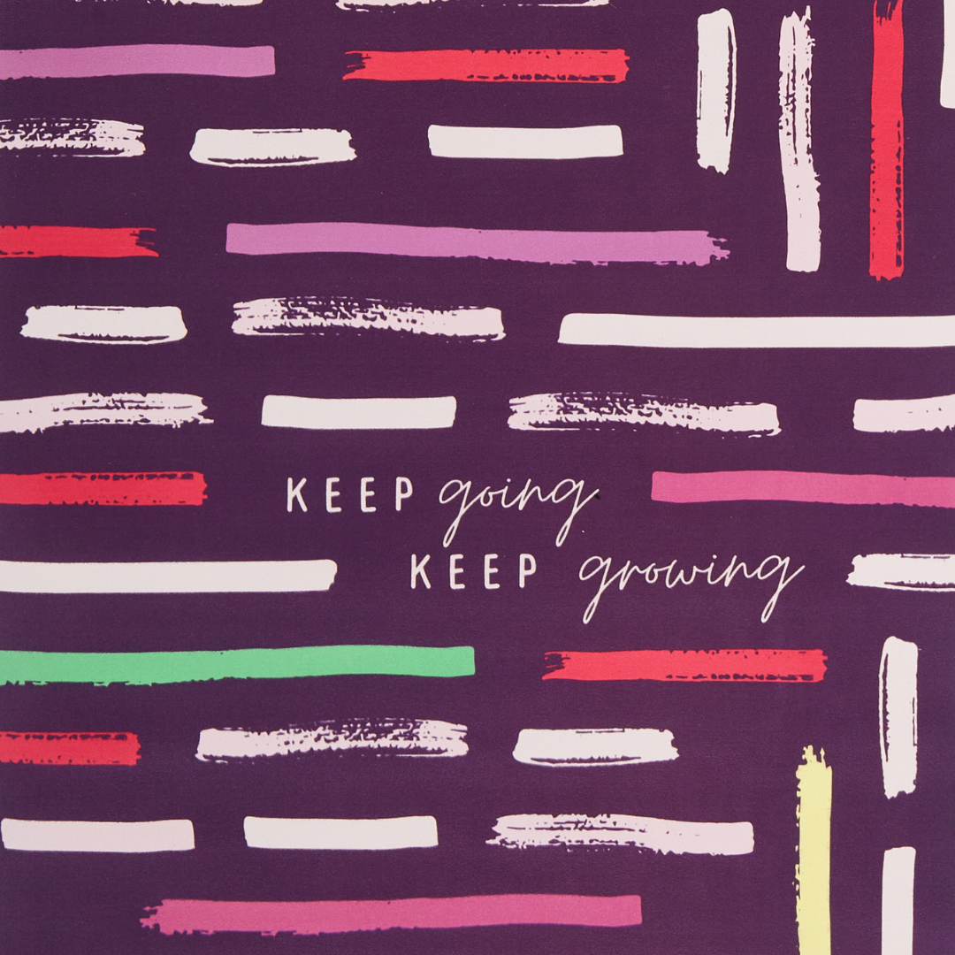 Eco friendly yoga mat with text ''keep going keep growing'