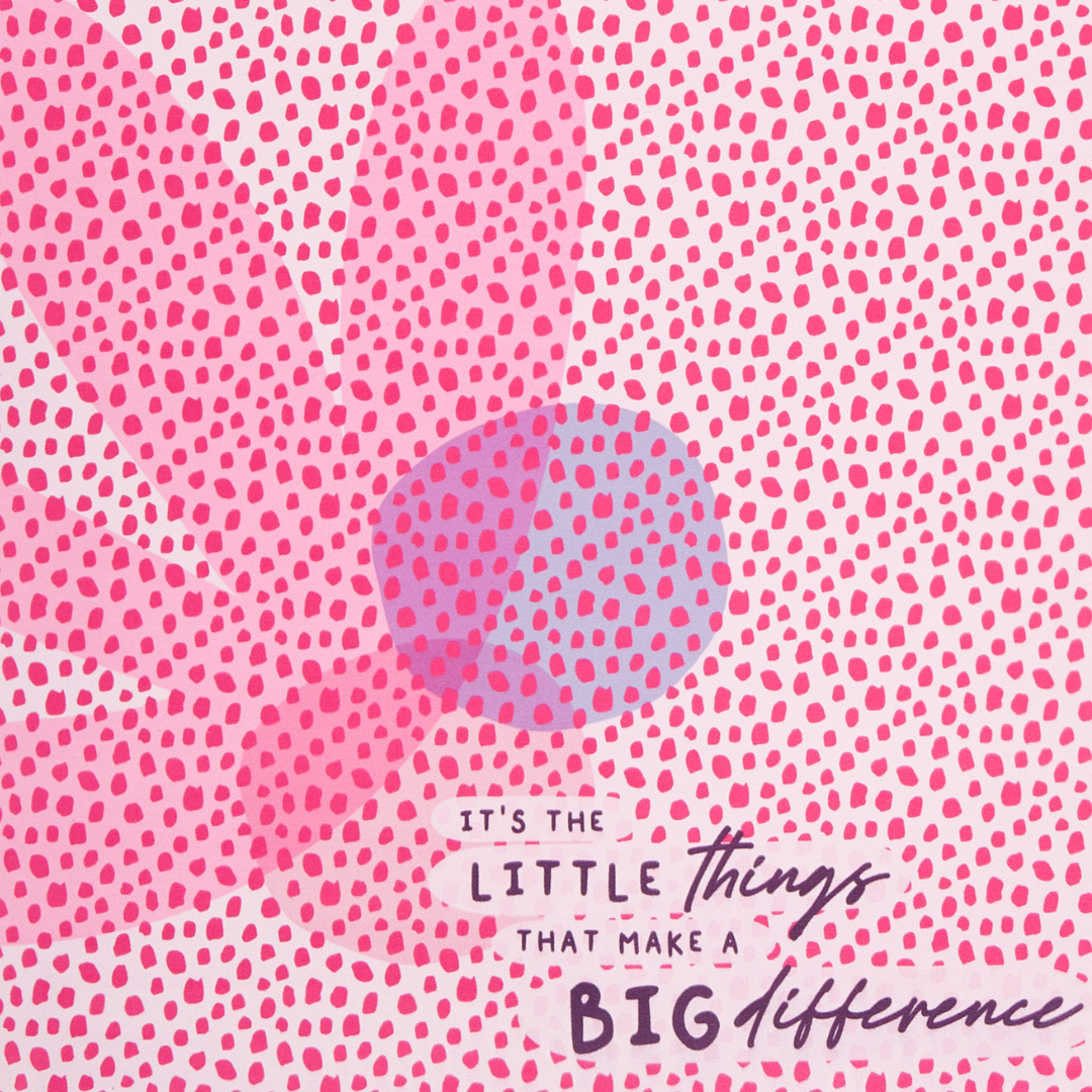 Eco friendly yoga and exercise mat with Text reads "it's the little things that make a big difference"