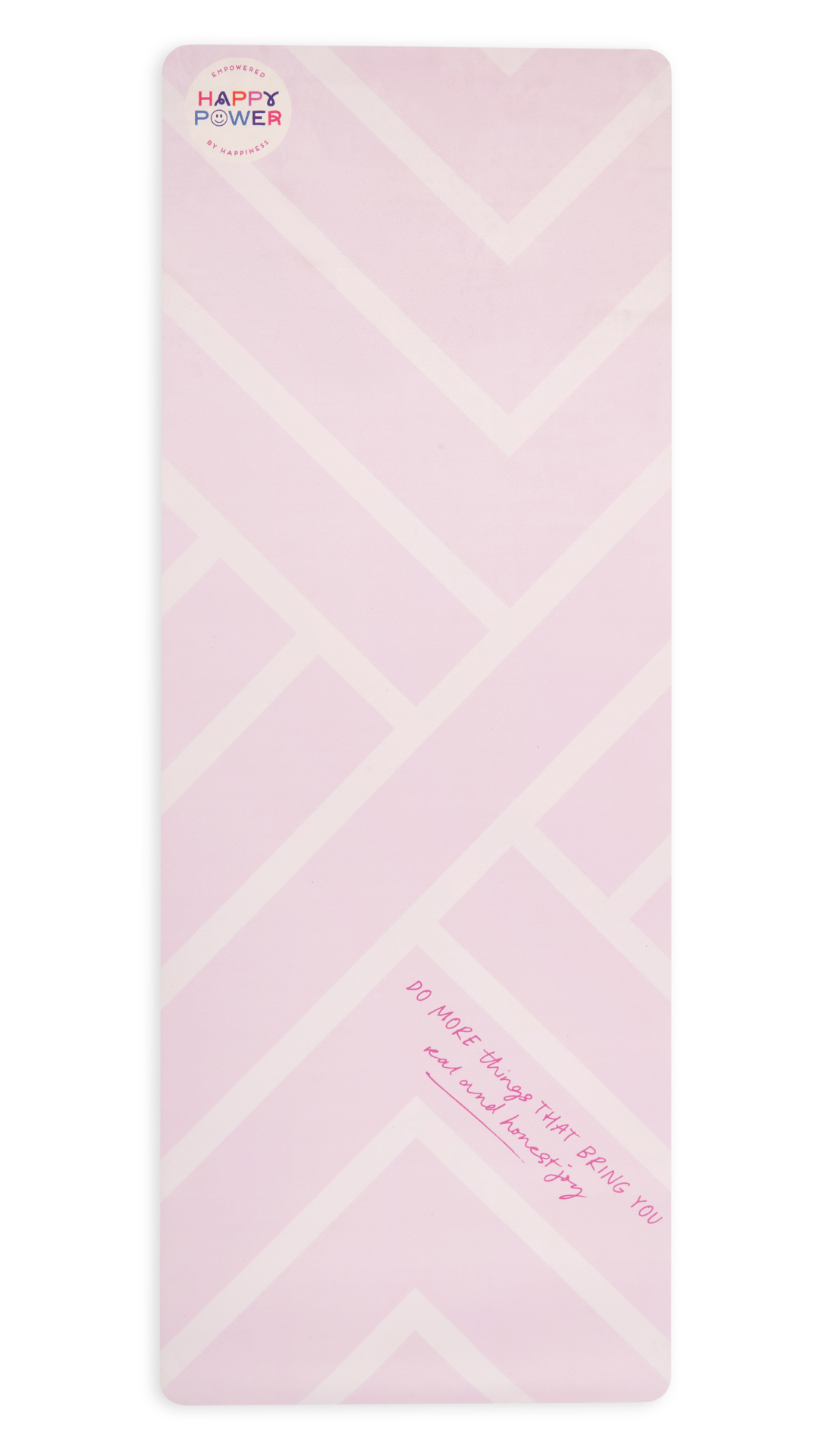Eco friendly yoga and exercise mat featuring Pale pink design with alternating parallel lighter pink lines. Do more things that bring you real and honest joy'